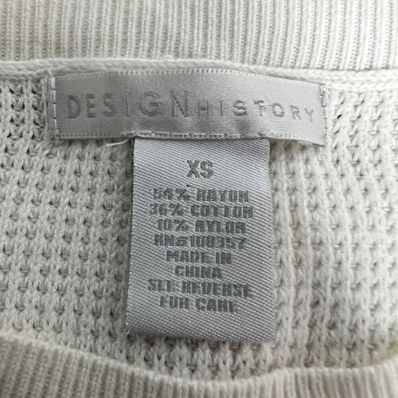 Design History Women’s Long Sleeve Round Neck Tight Knit Sweater Ivory/Multi XS - Picture 8 of 8